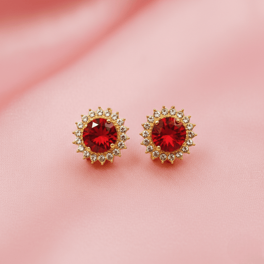 Flowral Crystal Studs ¥-0038 (Golden-Red) - MAWKLUXORA