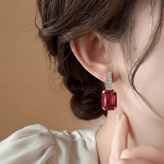 Teardrop Halo Studs $_0054 (Golden-Purple) - MAWKLUXORA