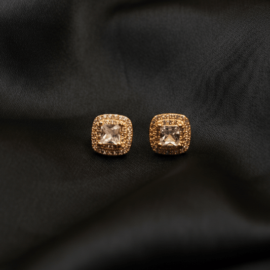 Fancy Sqaure Gemstuds ¥-0027 (Golden-White) - MAWKLUXORA