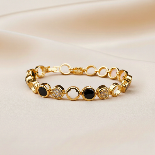 Round Natural Diamond Halo Tennis Bracelet ¥-0001