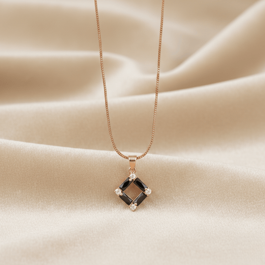 Crystal Square Pendant ¥-0009 (Golden-Black) - MAWKLUXORA