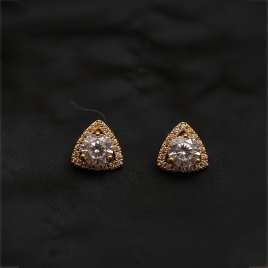 Gold-Tone Triangle Studs ¥-0030 (Golden-Transperant) - MAWKLUXORA