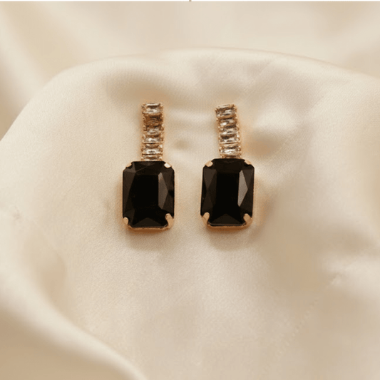 Teardrop Halo Studs $_0054 (Golden-Black) - MAWKLUXORA