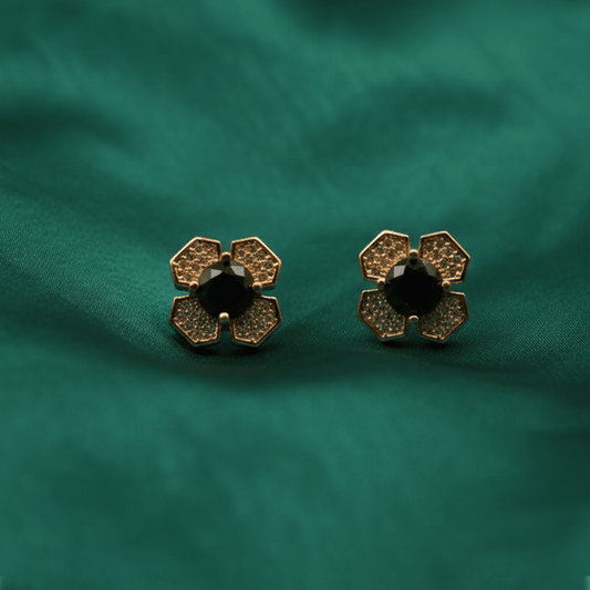 Flowral Crystal Studs ¥-0031 (Golden-Black) - MAWKLUXORA