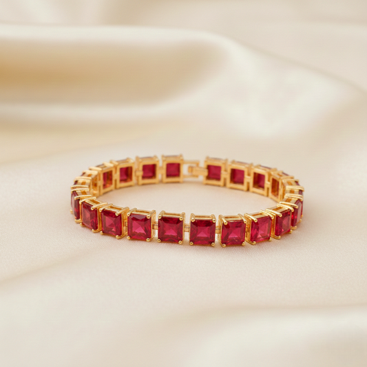 Crimson Crown Gem Bracelet ¥-0002 (Golden-Red)