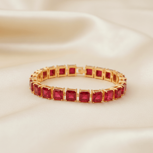 Crimson Crown Gem Bracelet ¥-0002 (Golden-Red) - MAWKLUXORA