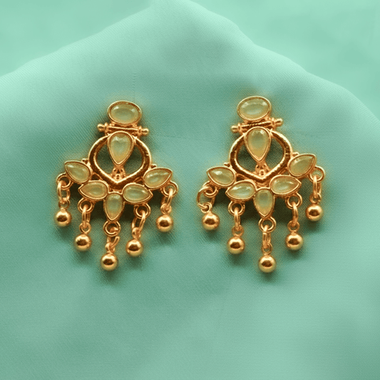 Turkish Leave Earrings ¥-0035 (Golden-Sea Greeen) - MAWKLUXORA