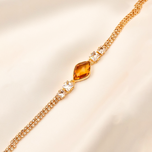 Pear Shaped Chain Barcelet $_0063 (Golden-Transperant-Yellow)