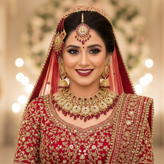 Bridal Jewellery Set $_0079 (Golden-Red)