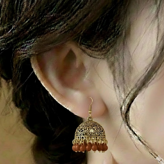 Traditional Jhumka $_0060 (Golden-Brown)