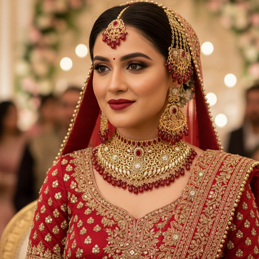 Bridal Jewellery Set $_0075 (Golden-Red)