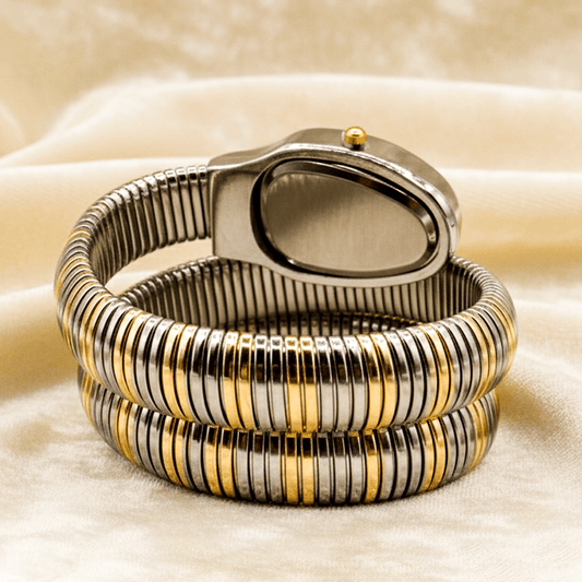 Eternal Noir Silver-Golden Snake Watch EXP-0113 - MAWKLUXORA