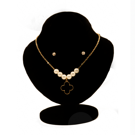 Four-Leaf Pearl Clover Set $_0068 (Black-White)