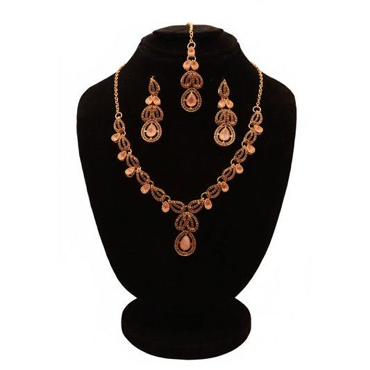 Regal Peach Blossom Nacklace Set $_0070 (Golden-Pink)