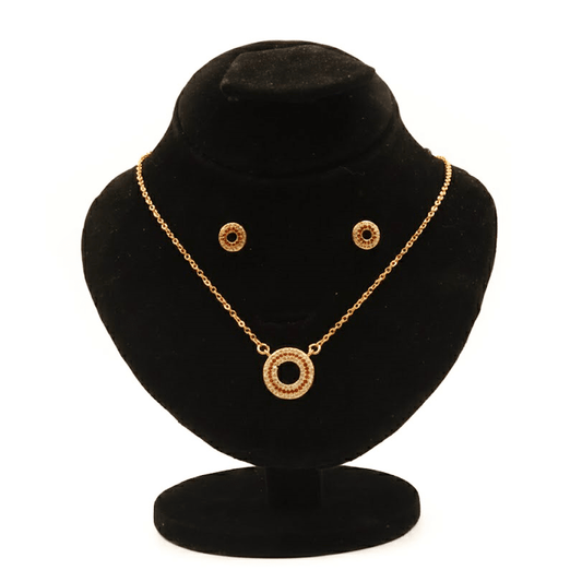 Red Pave Circle Set $_0051 (Golden-Red) - MAWKLUXORA
