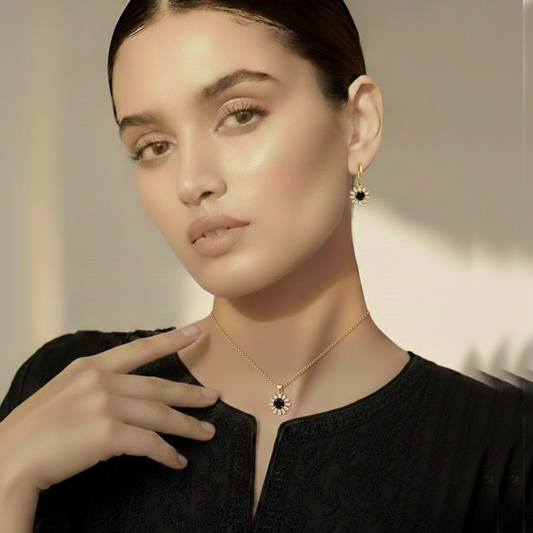Golden Black Nacklace Set $_0066 (Golden-Black)