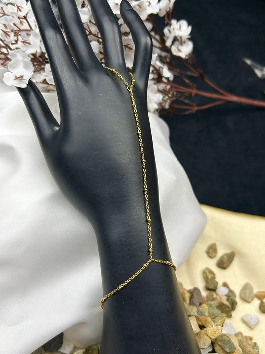 Golden Link Hand Chain Bracelet