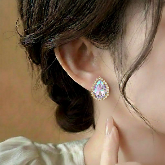 Pear Shaped Studs earrings $_0052 (Golden-Multishade)