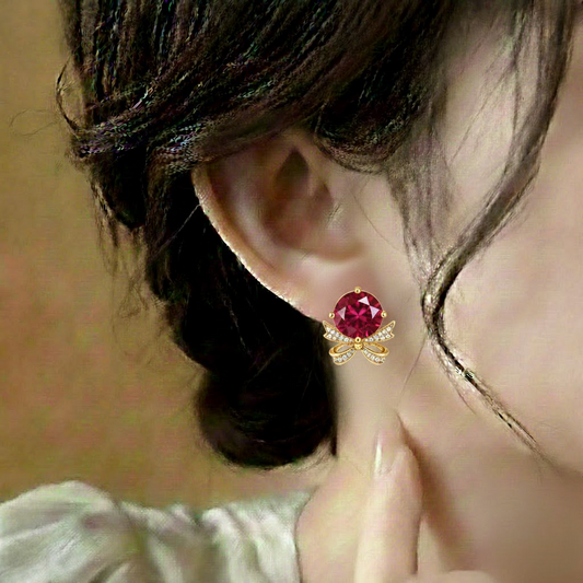 Bow & Gemstuds ¥-0032 (Golden-Red)