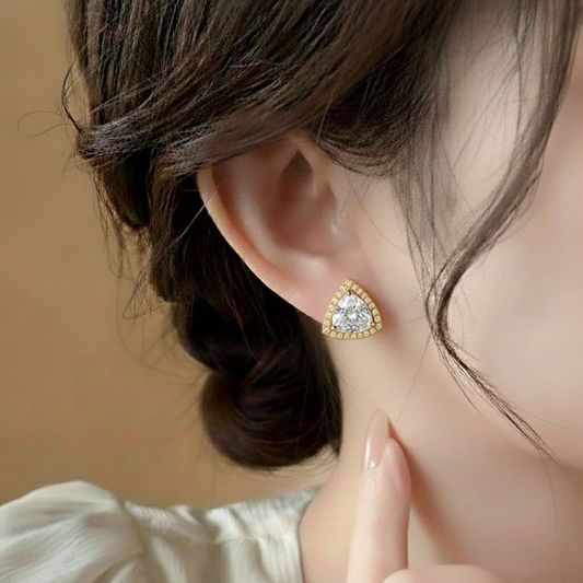 Gold-Tone Triangle Studs ¥-0030 (Golden-Transperant)