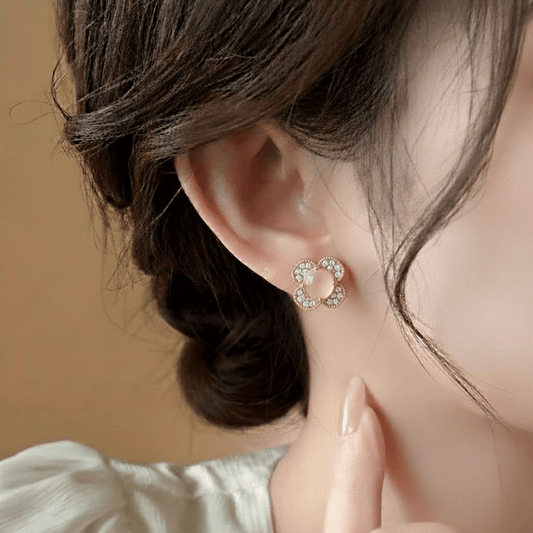Flowral Crystal Studs ¥-0031 (Golden-Pink) - MAWKLUXORA