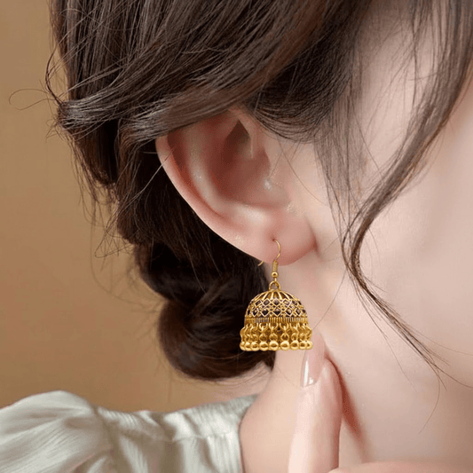 Traditional Jhumka $_0059 (Golden-Black) - MAWKLUXORA