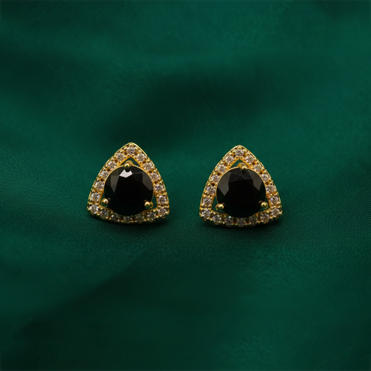 Gold-Tone Triangle Studs  ¥-0030 (Golden-Black)