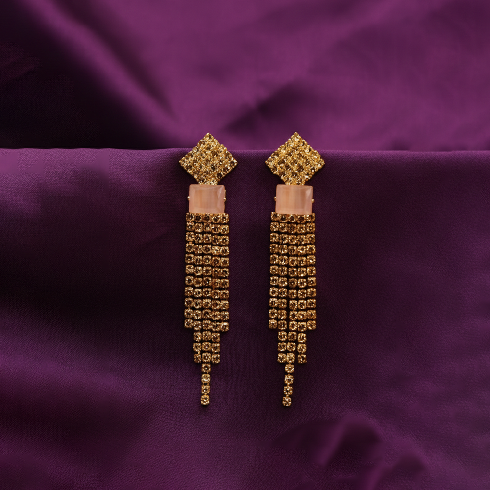 Zirconia Cut Frame Hoops $_0056 (Golden-Pink)