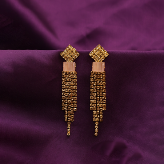 Zirconia Cut Frame Hoops $_0056 (Golden-Pink)