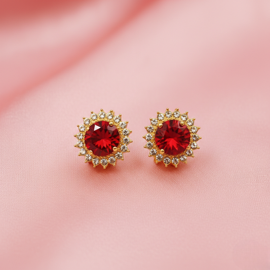 Flowral Crystal Studs ¥-0038 (Golden-Red)
