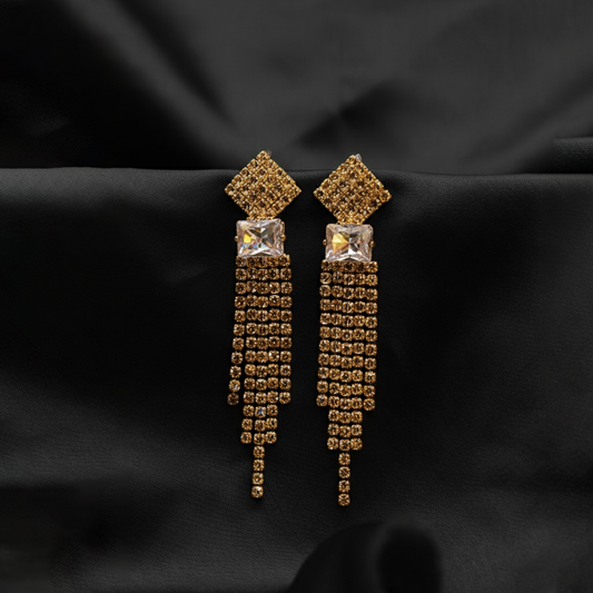Zirconia Cut Frame Hoops $_0056 (Golden-Transperant)