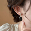 Teardrop Halo Studs $_0054 (Silver-Black)