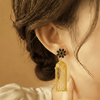 Traditional Flower Jhumka ¥-0029 (Golden-Blue) - MAWKLUXORA