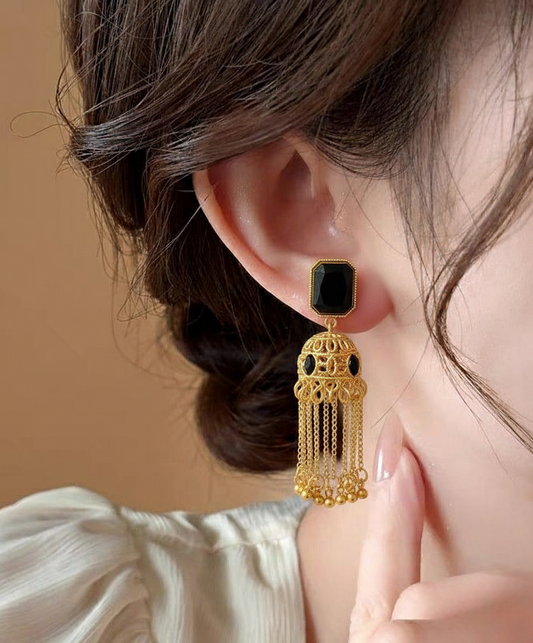 Traditional Jhumka ¥-0043 (Golden-Black)