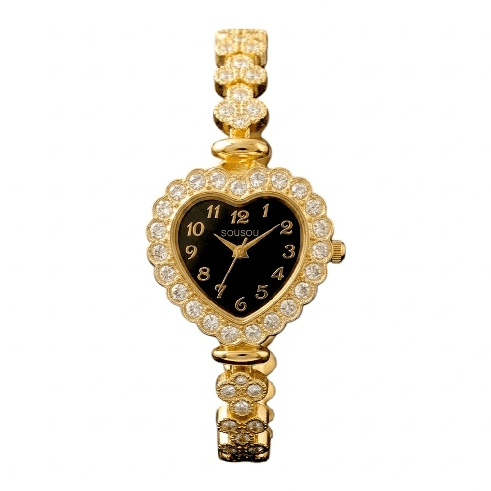 Crystal Blossom Golden and Black Luxury Watch SOU514 - MAWKLUXORA