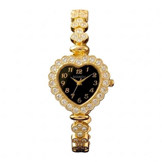 Crystal Blossom Golden and Black Luxury Watch SOU514