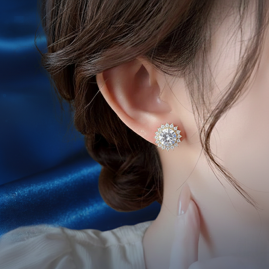 Flowral Crystal Studs ¥-0038 (Golden-Transperant)