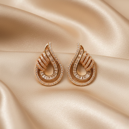 Angel Wing Zircon Earrings ¥-0008 (Silver)