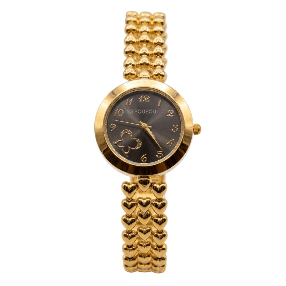 Golden and Black Grace Slim Link Watch SOU513 - MAWKLUXORA