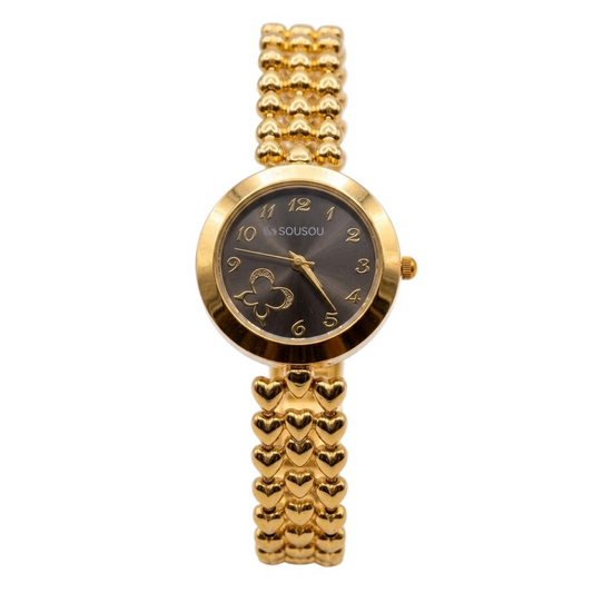 Golden and Black Grace Slim Link Watch SOU513