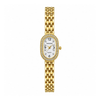 Elegant Women’s Golden and White Oval Dial Watch with Crystal Border SOU512 - MAWKLUXORA