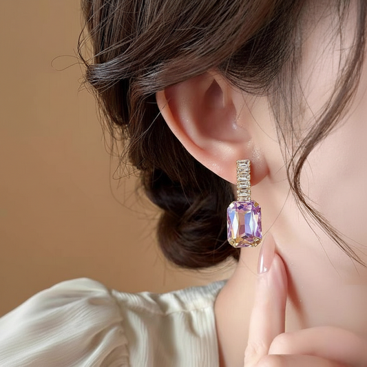 Teardrop Halo Studs $_0054 (Silver-Multishade)