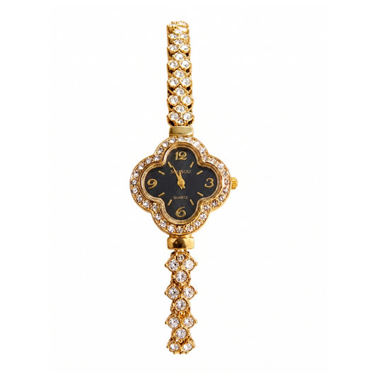 Royal Golden Black Clover Jewelry Watch SOU511