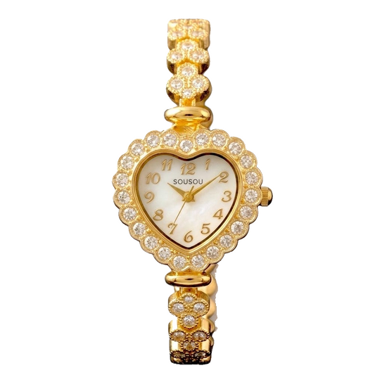 Crystal Blossom Golden and White Luxury Watch SOU514