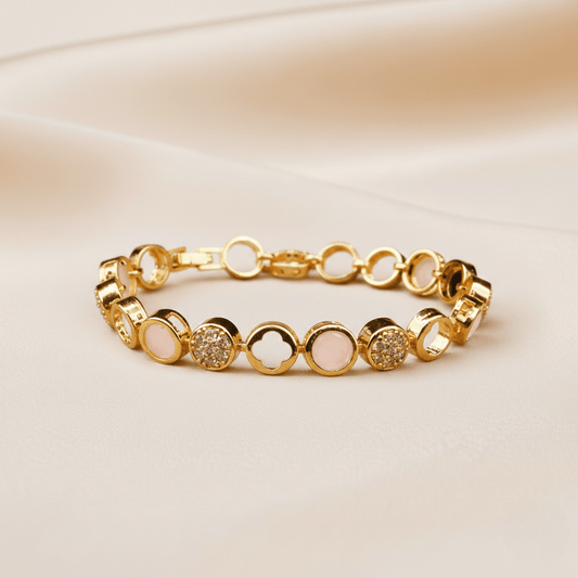 Round Natural Diamond Halo Tennis Bracelet ¥-0001 - MAWKLUXORA