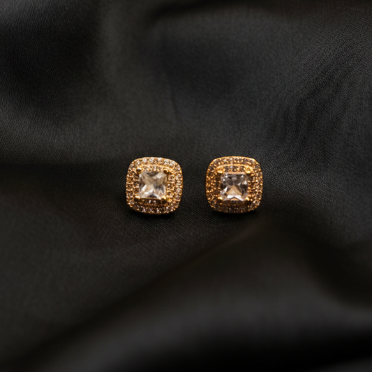 Fancy Sqaure Gemstuds ¥-0027 (Golden-White)