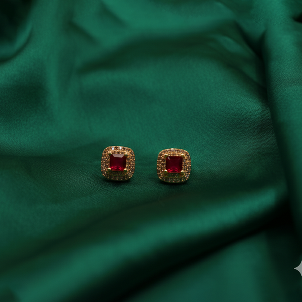 Fancy Sqaure Gemstuds ¥-0027 (Golden-Red)