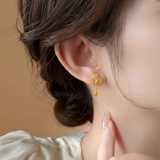 Lattice Drop Earrings ¥-0039 (Golden)