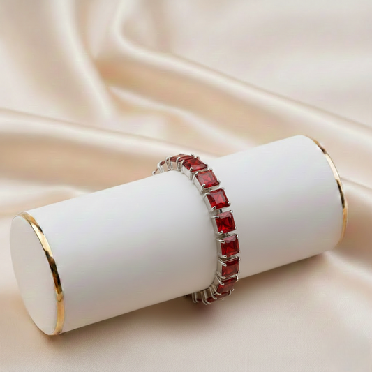 Crimson Crown Gem Bracelet ¥-0002 (Red-Silver)