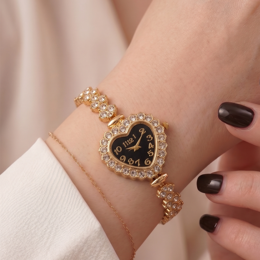 Crystal Blossom Golden and Black Luxury Watch SOU514